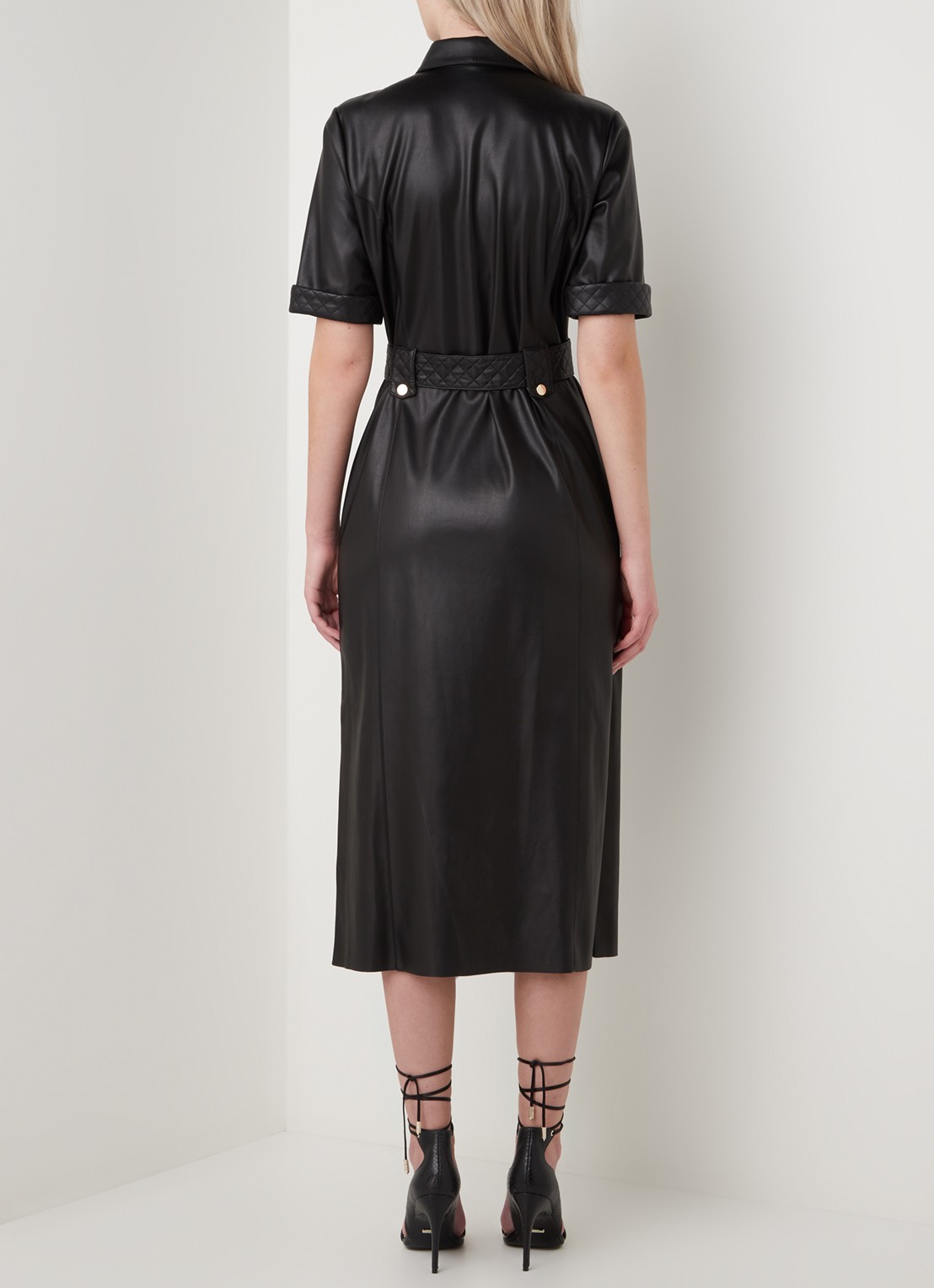 Fifth House Mac midi blousejurk van imitatieleer - achterkant 2 zwart
