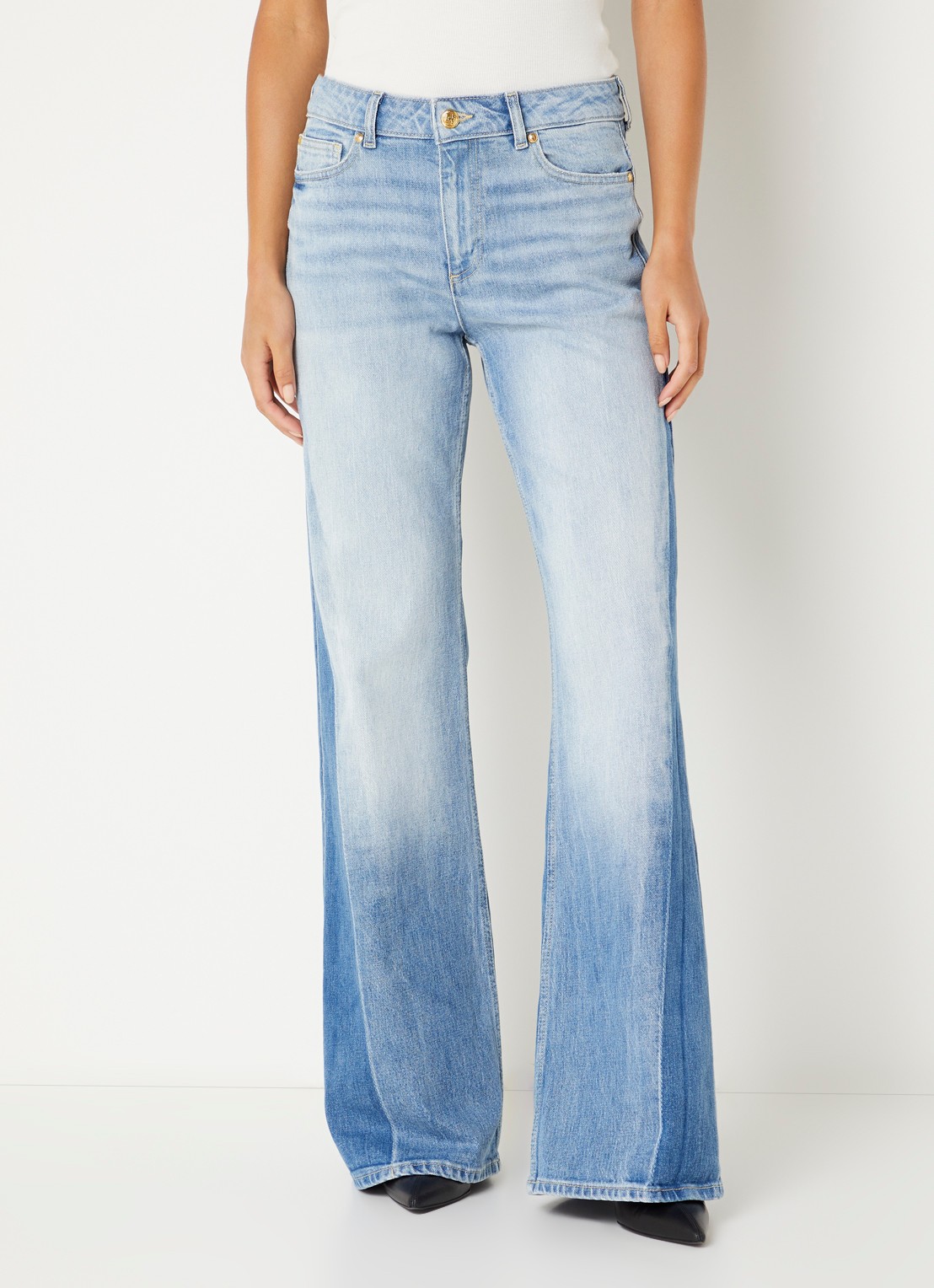 Fifth House Maddie high waist straight leg jeans met lichte wassing - detail 3 indigo