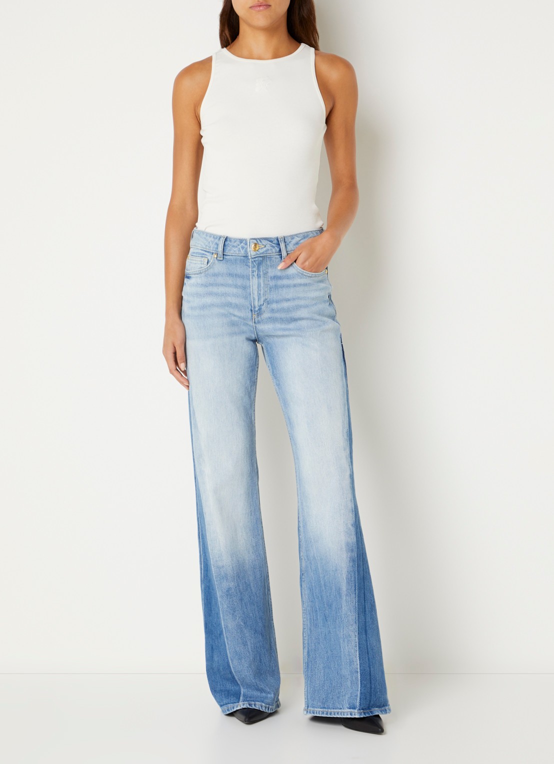 Fifth House Maddie high waist straight leg jeans met lichte wassing - voorkant 2 indigo