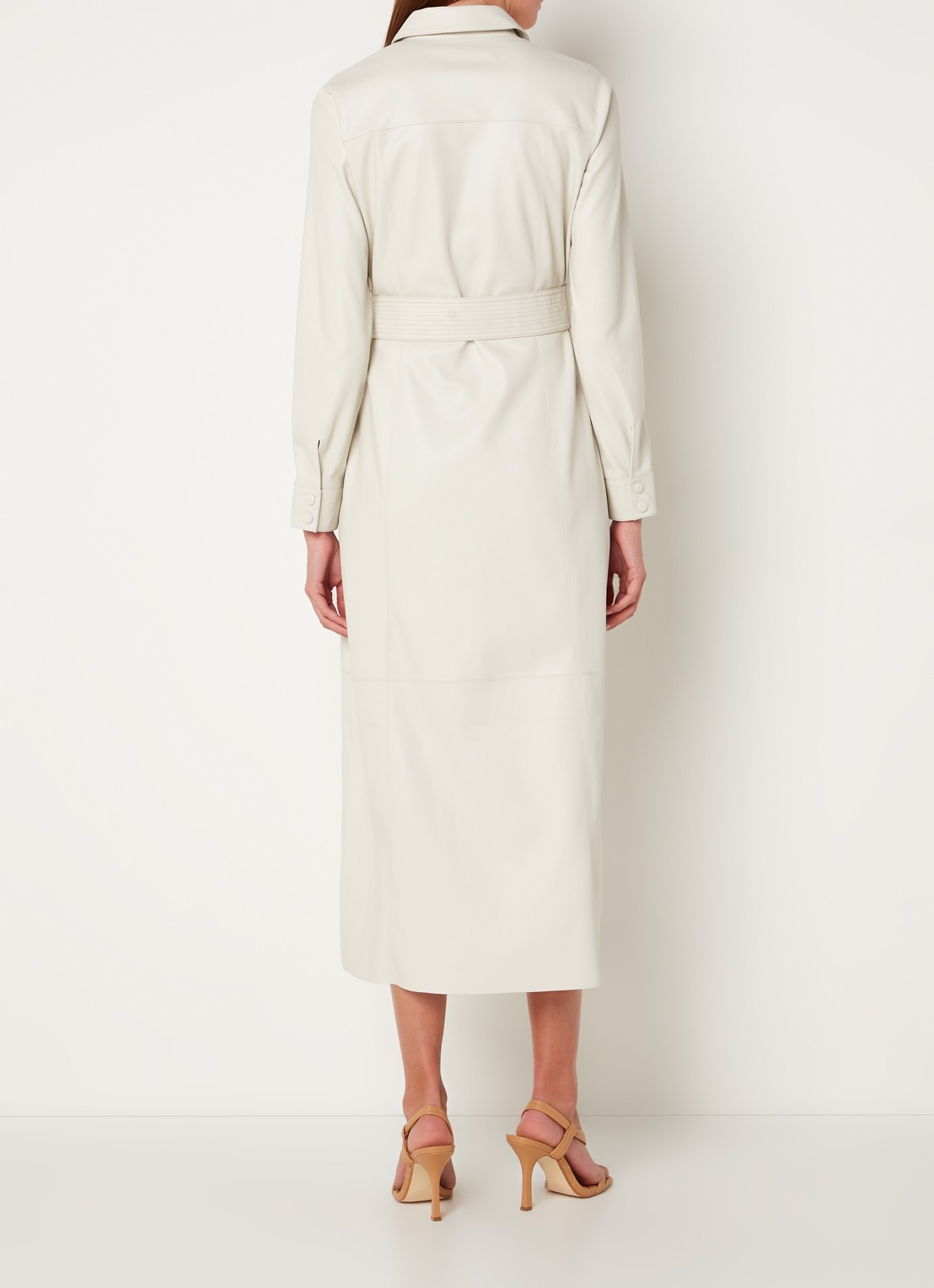 Fifth House Mallory maxi blousejurk van imitatieleer - achterkant 4 creme