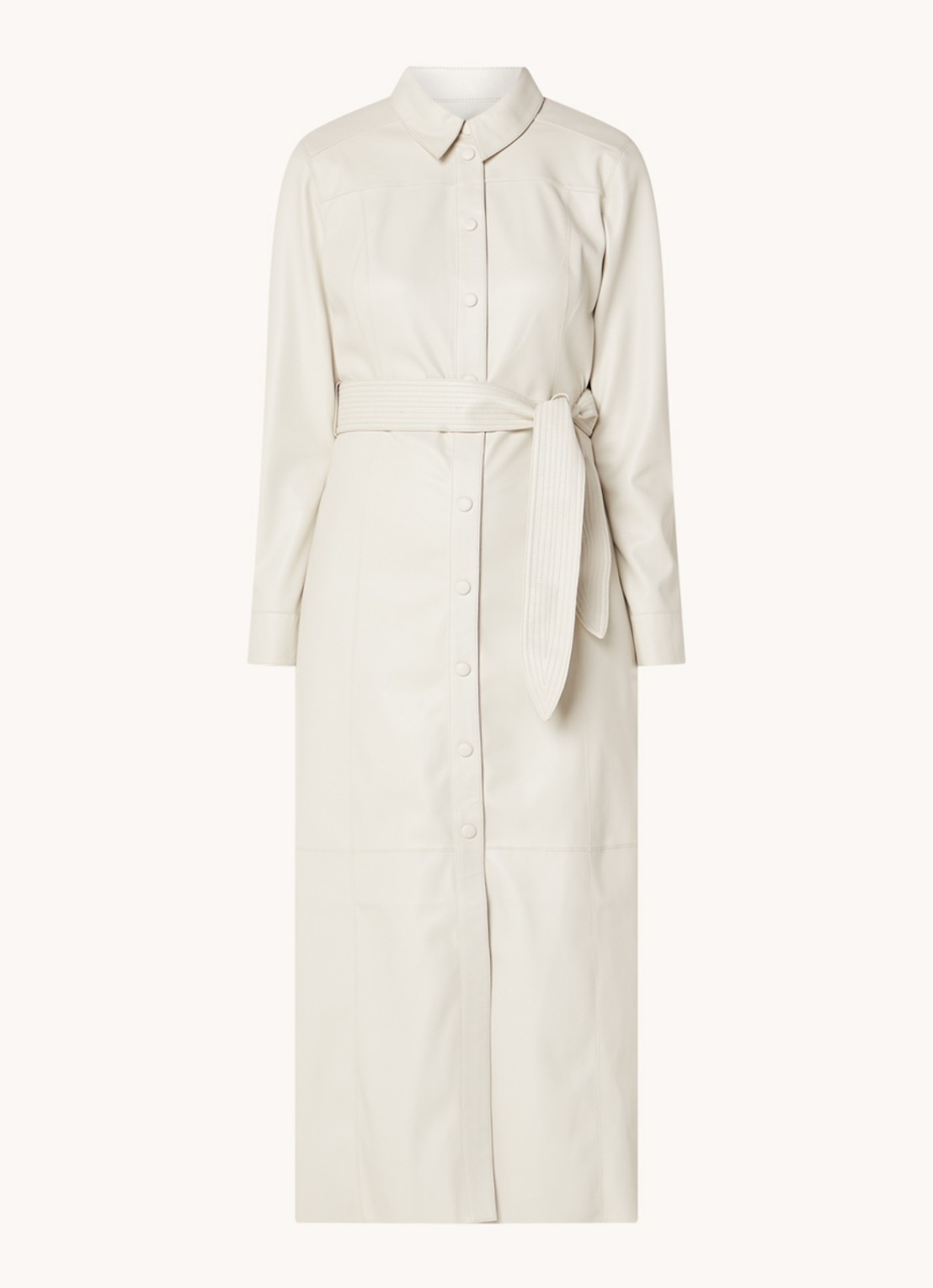 Fifth House Mallory maxi blousejurk van imitatieleer - voorkant creme