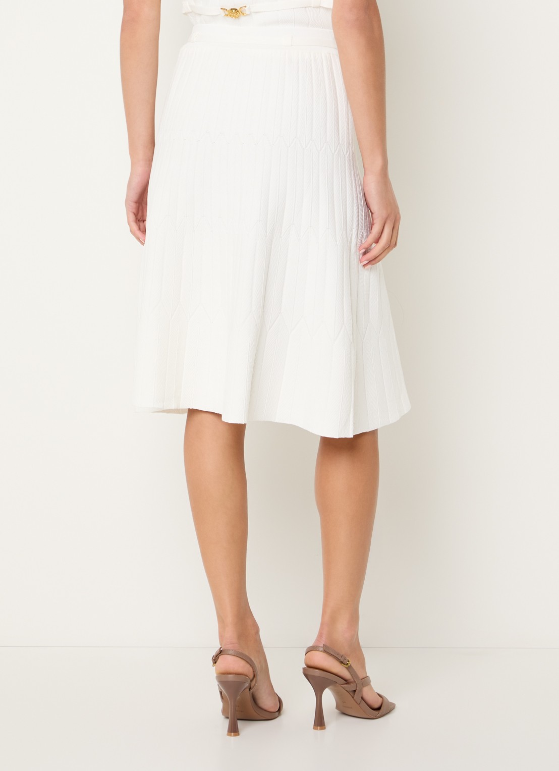 Fifth House Malya midi rok met structuur - achterkant 3 creme