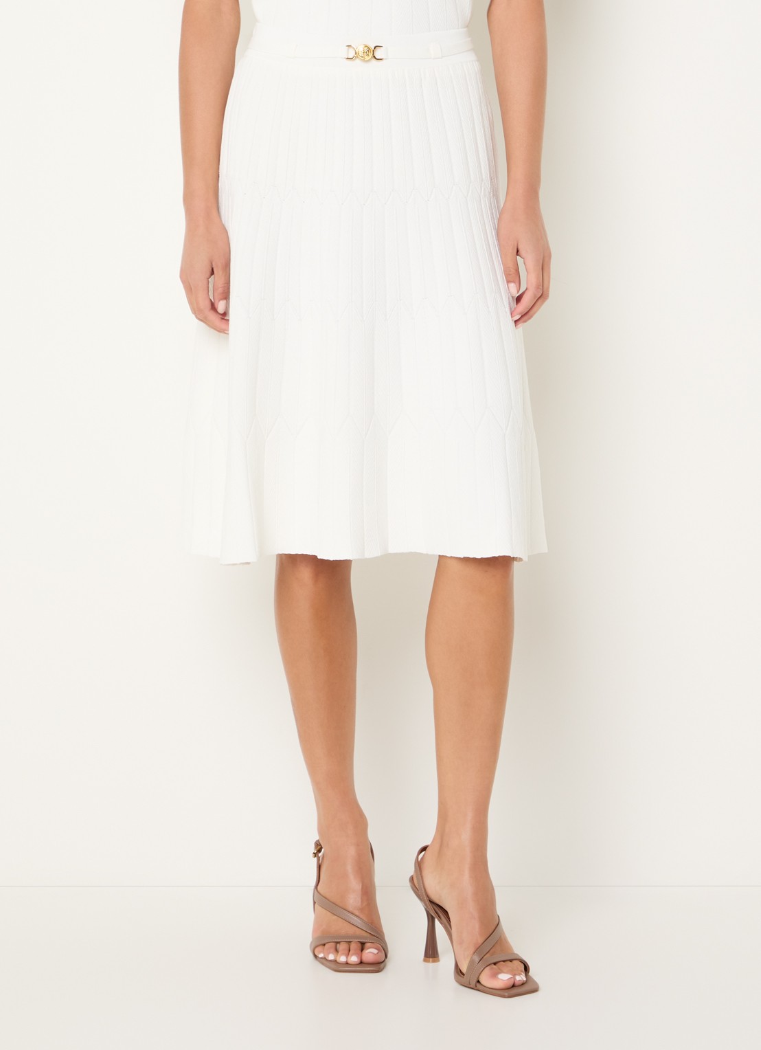 Fifth House Malya midi rok met structuur - detail 4 creme