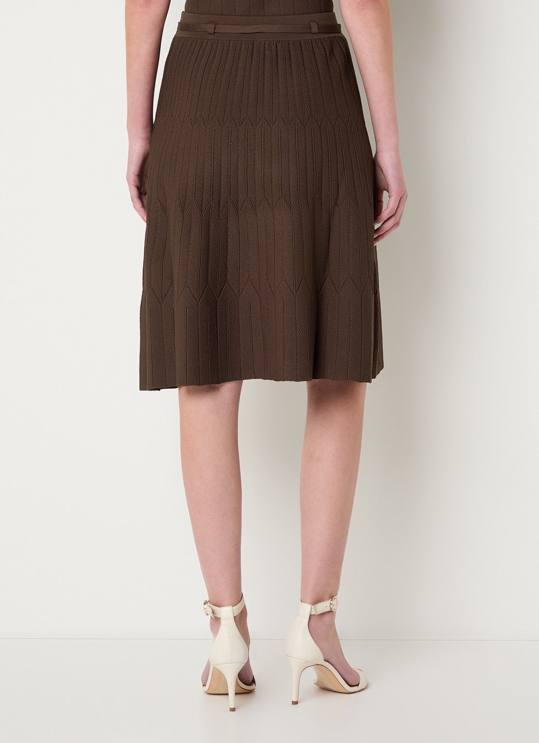 Fifth House Malya midi rok met structuur - achterkant bruin