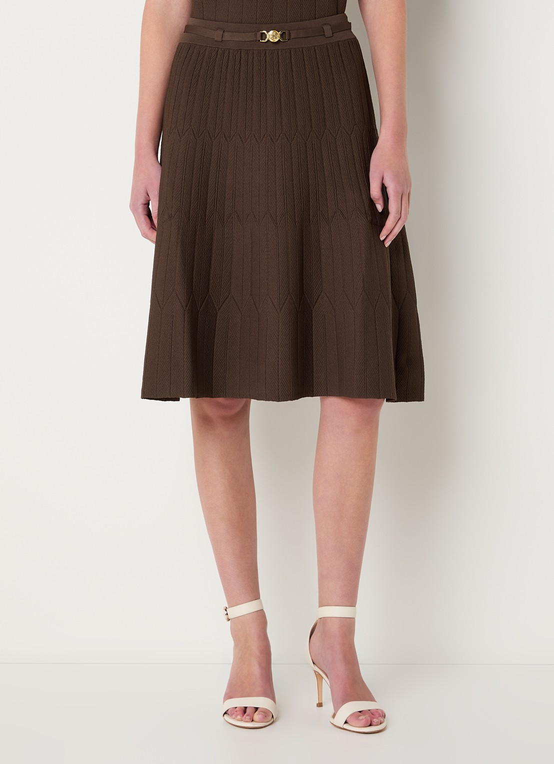 Fifth House Malya midi rok met structuur - detail 4 bruin