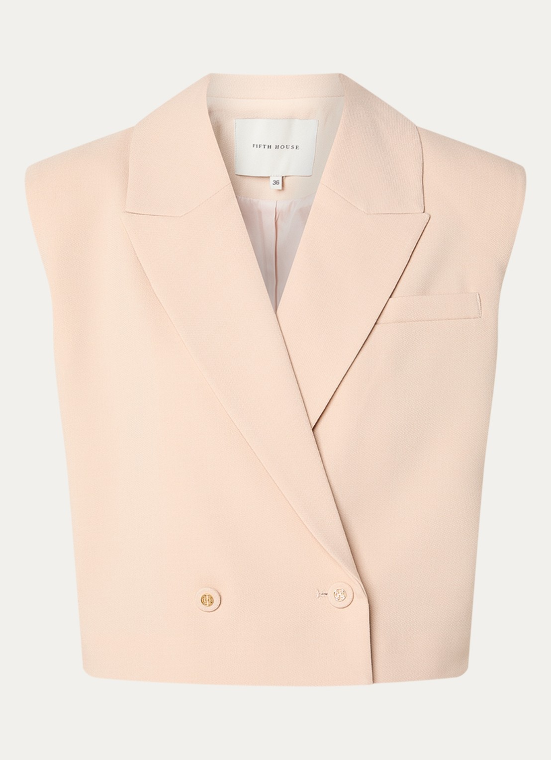 Fifth House Manon gilet met schoudervulling - voorkant 2 beige