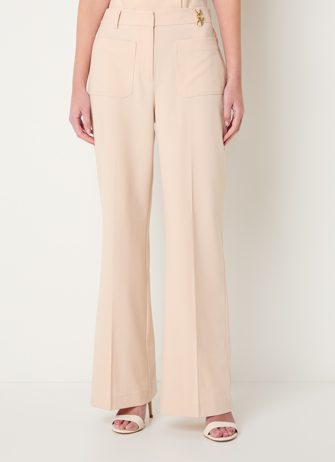Fifth House Manon high waist wide fit pantalon met opgestikte zakken - detail 3 perzikroze