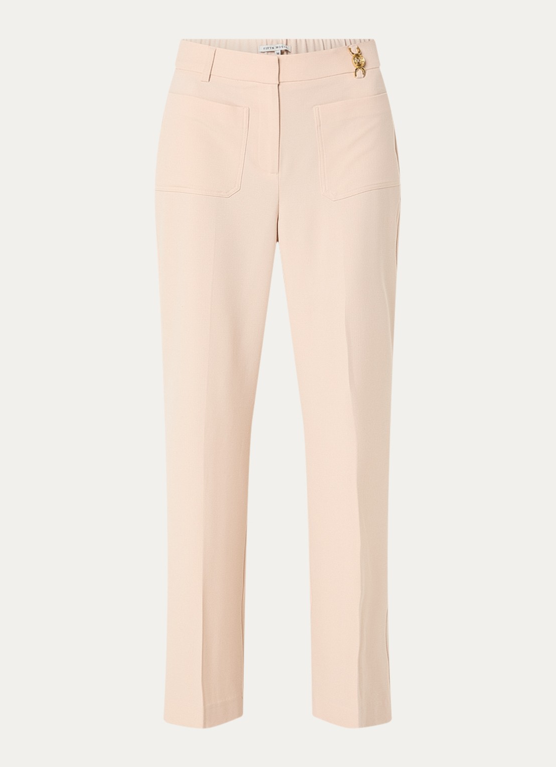 Fifth House Manon high waist wide fit pantalon met opgestikte zakken - voorkant perzikroze