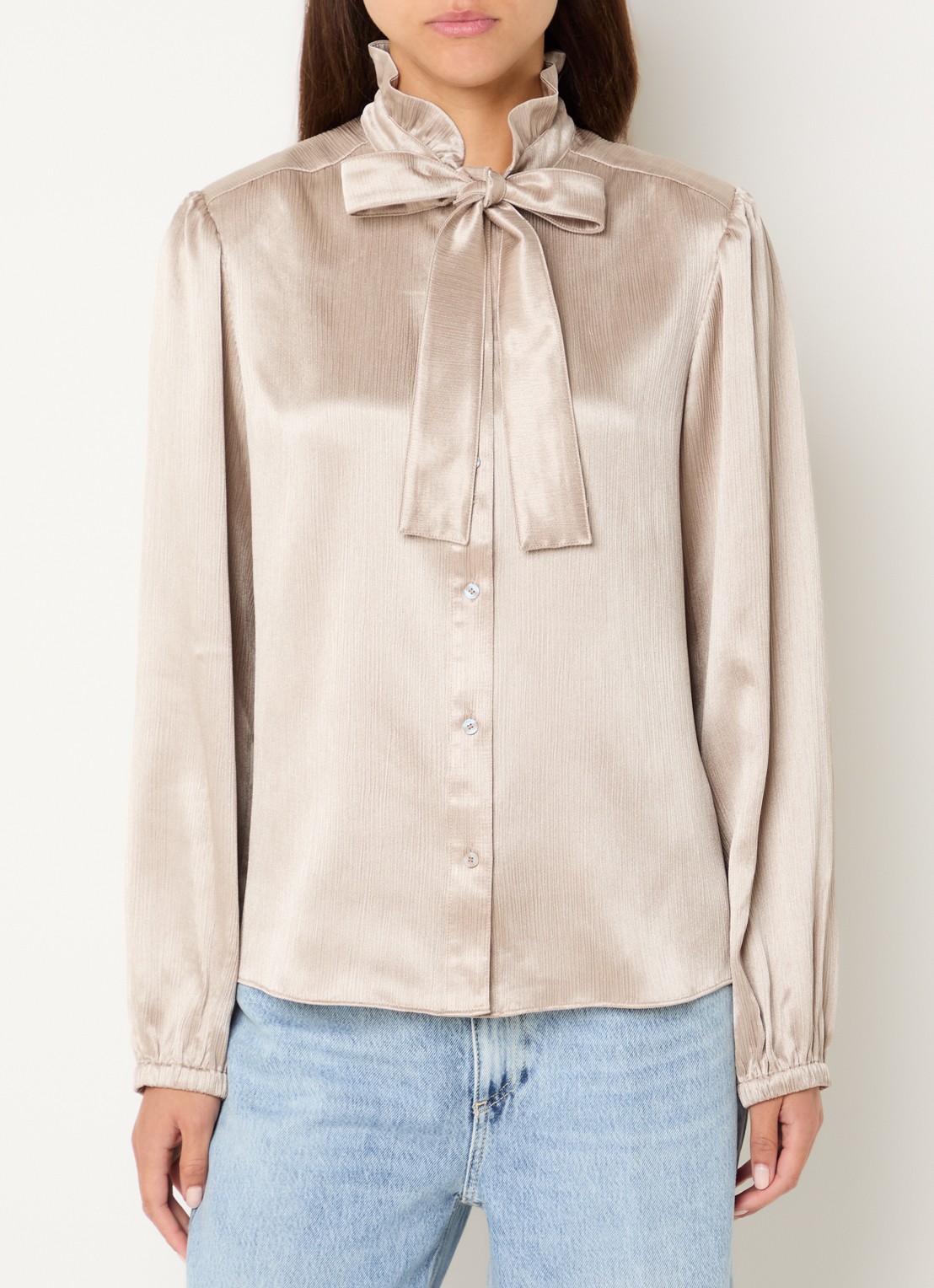 Fifth House Marli blouse met strikdetail - detail 3 beige