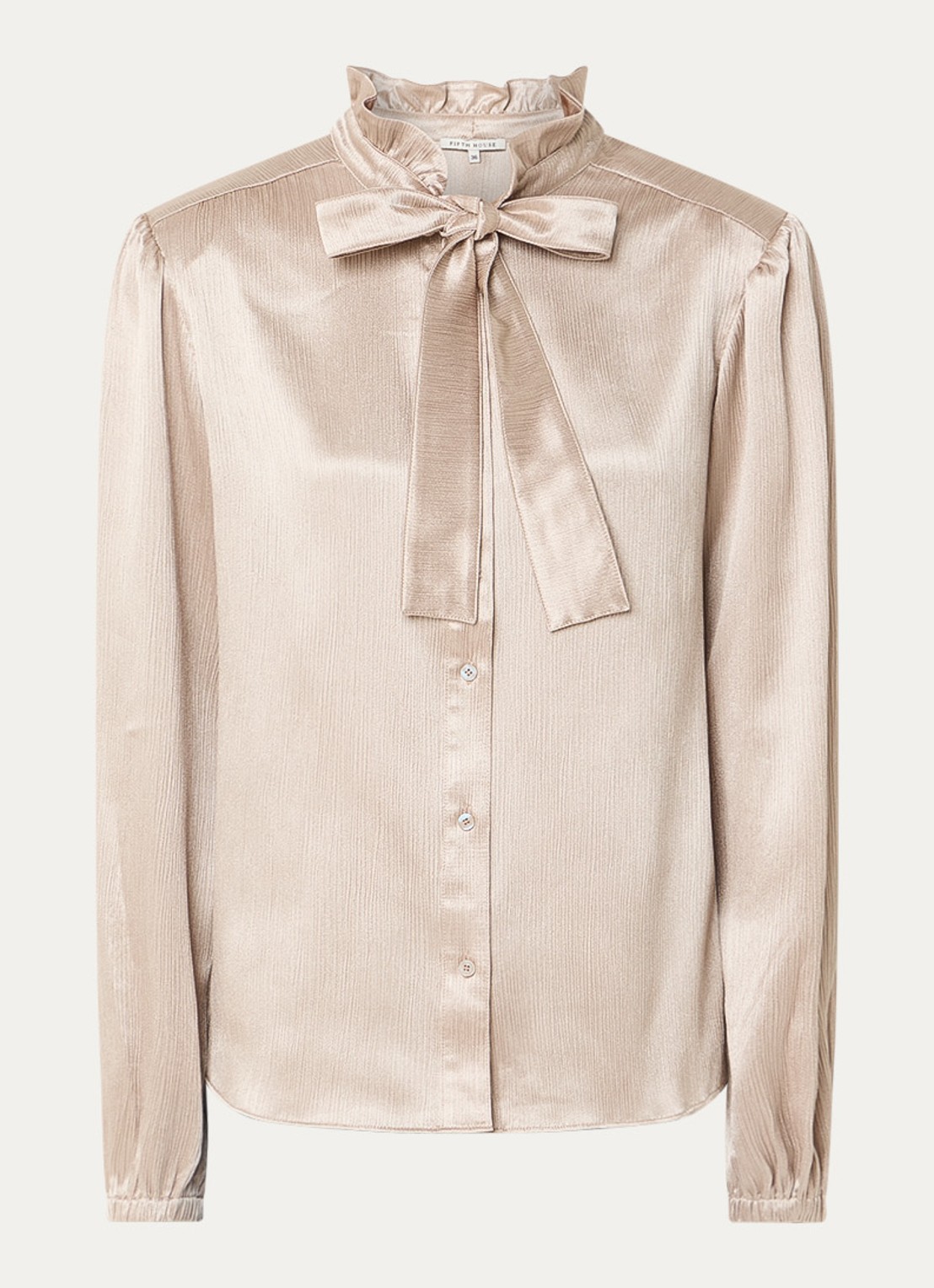 Fifth House Marli blouse met strikdetail - voorkant beige