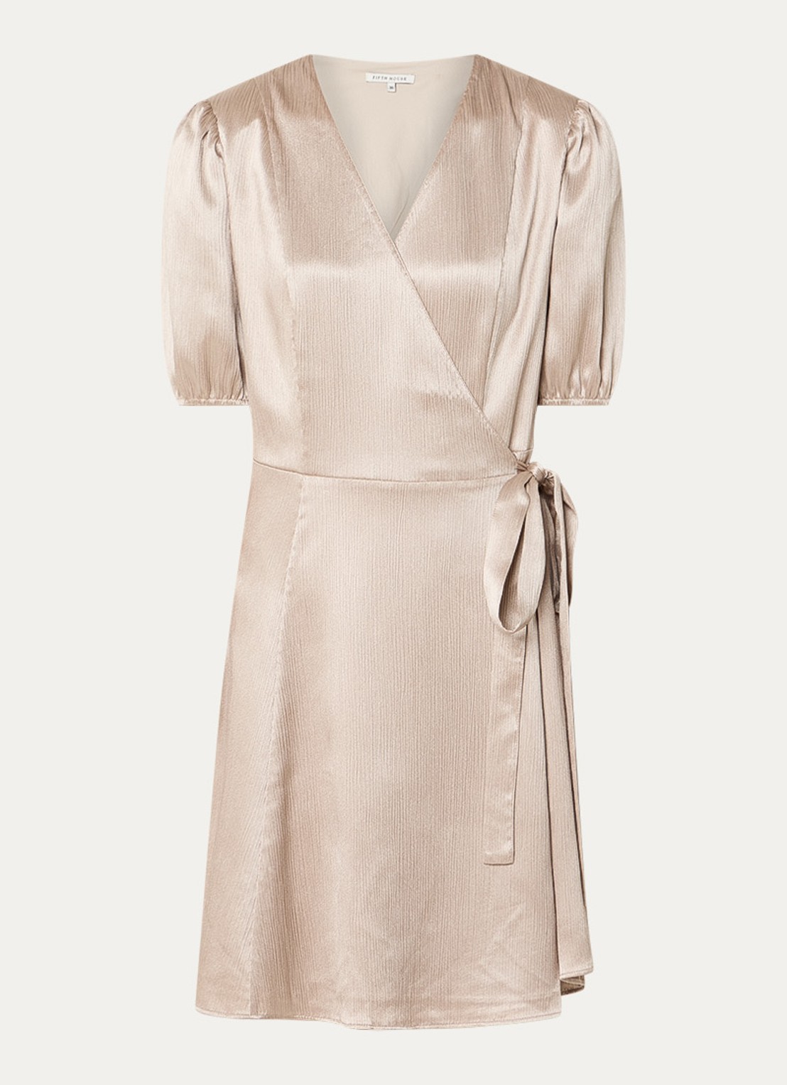 Fifth House Marli mini jurk met overslag met pofmouw - voorkant beige