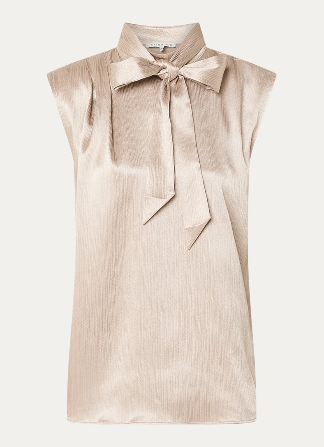 Fifth House Marli top met sjaalkraag - voorkant beige