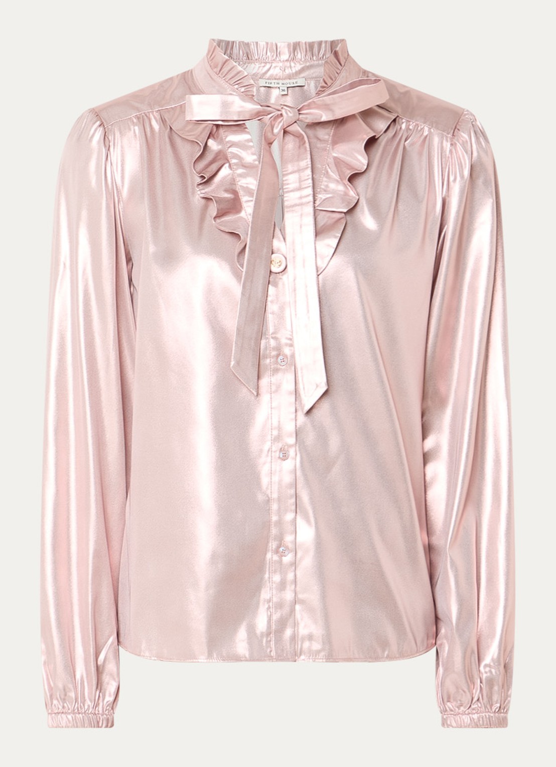 Fifth House Marlon blouse met glanzende finish - voorkant 2 roze