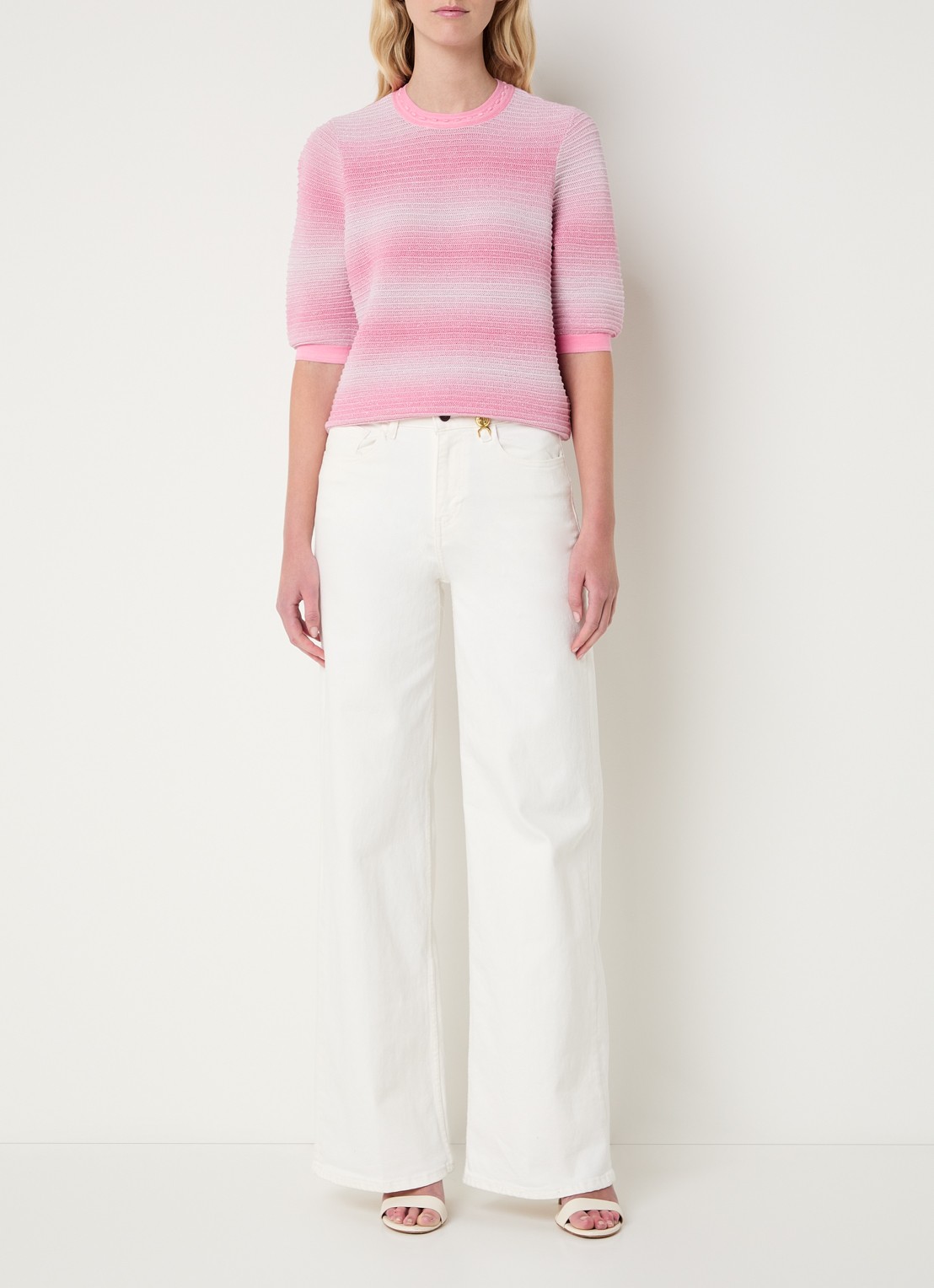 Fifth House Marylou grofgebreide top met lurex - voorkant 3 roze