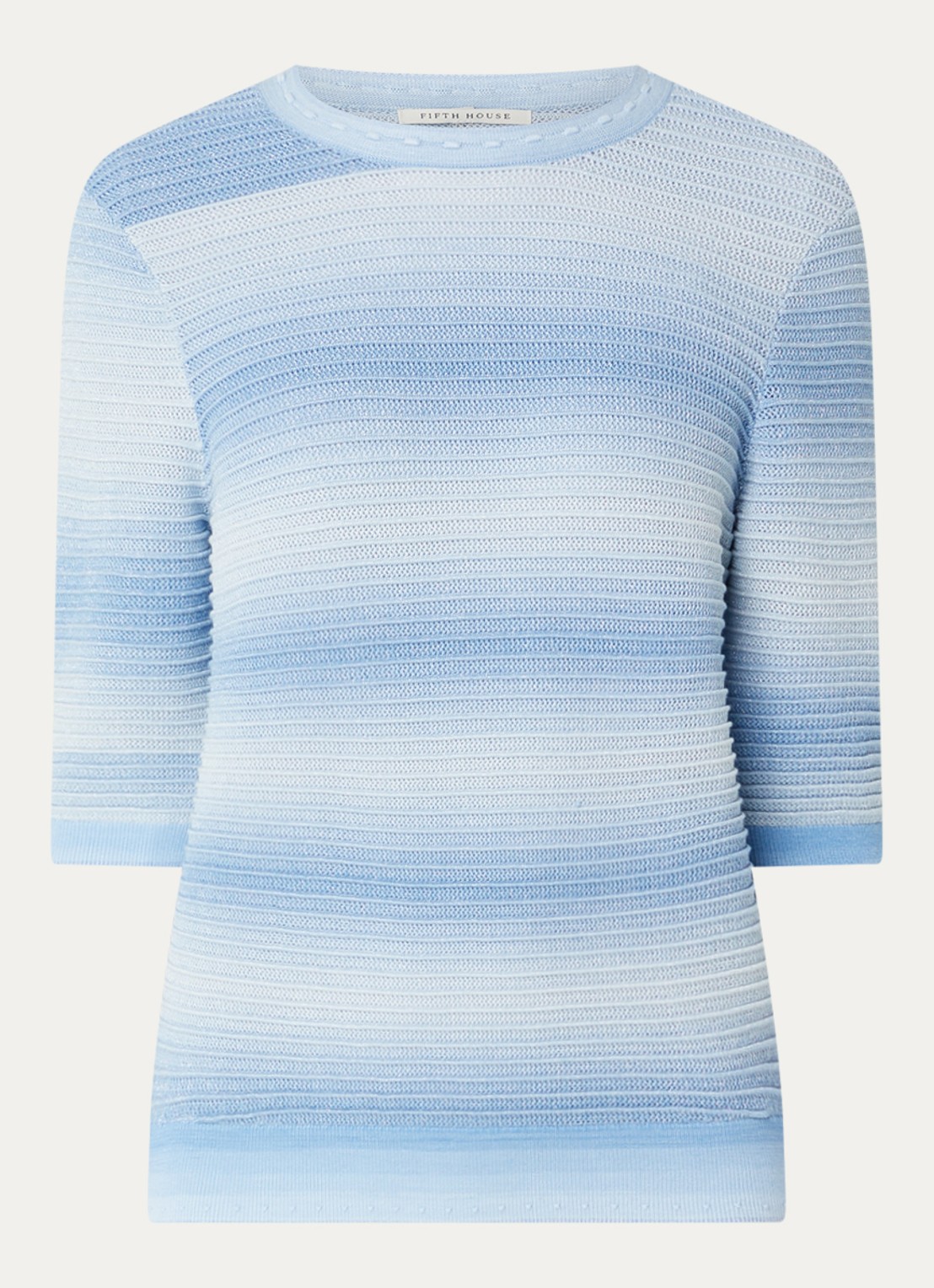 Fifth House Marylou grofgebreide top met lurex - voorkant 2 blauw