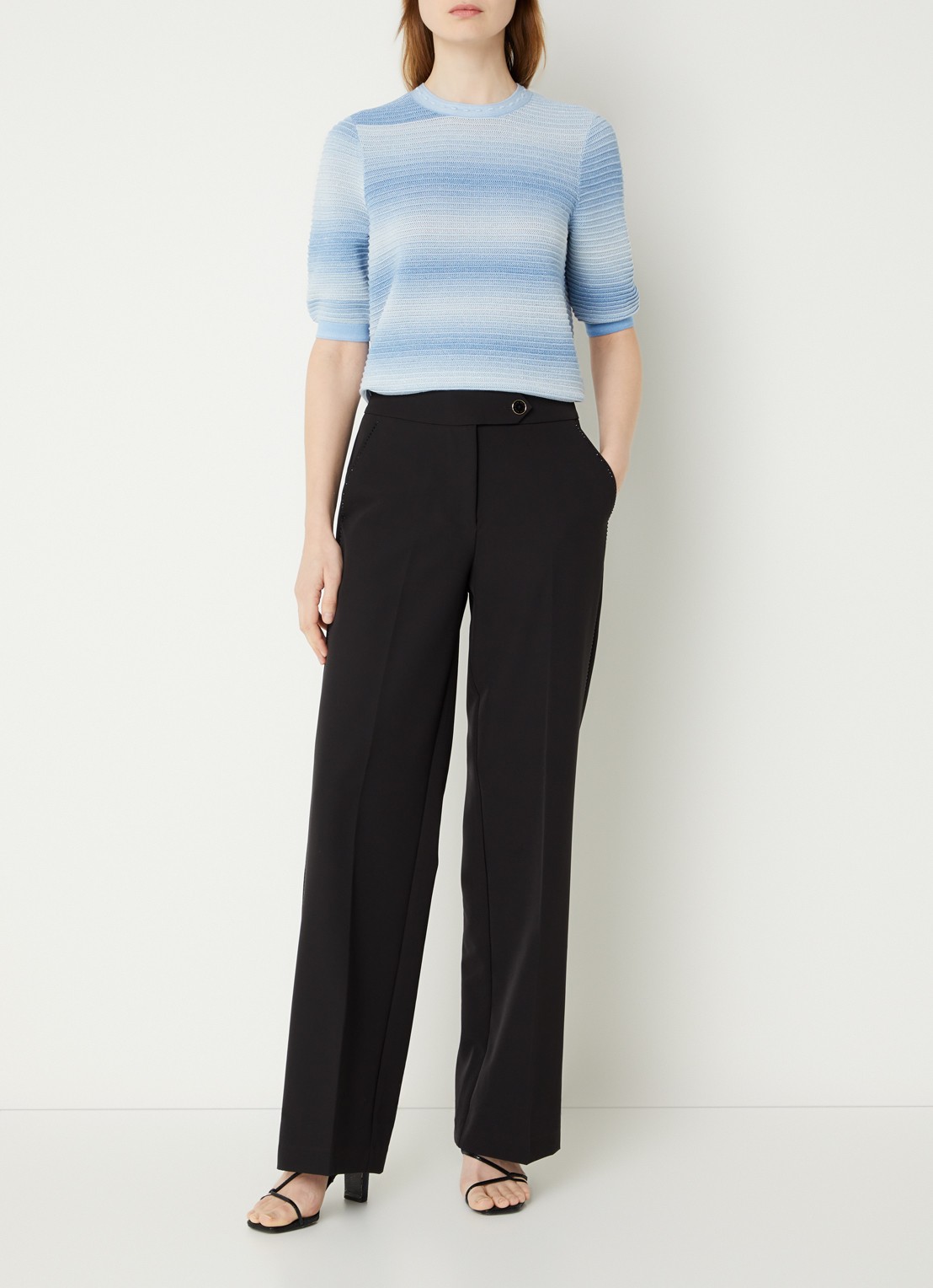 Fifth House Marylou grofgebreide top met lurex - voorkant 3 blauw