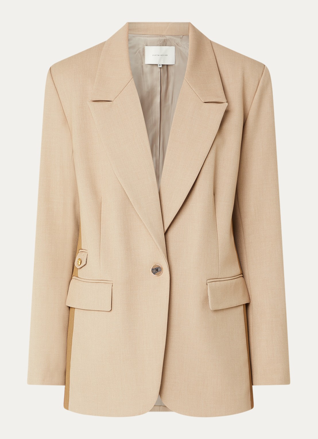 Fifth House Matascha blazer met schoudervulling en klepzakken - voorkant beige