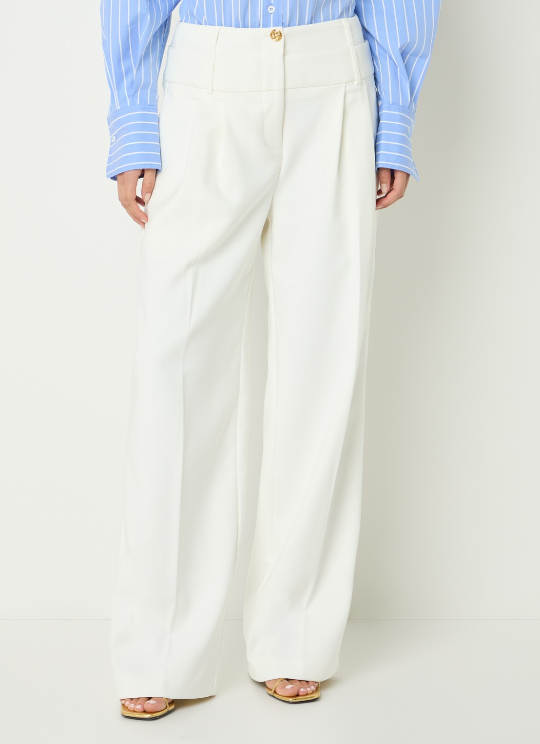 Fifth House Melodi high waist straight fit pantalon met steekzakken - detail 2 gebroken wit