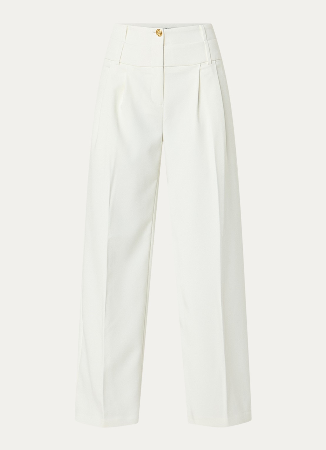 Fifth House Melodi high waist straight fit pantalon met steekzakken - voorkant 3 gebroken wit