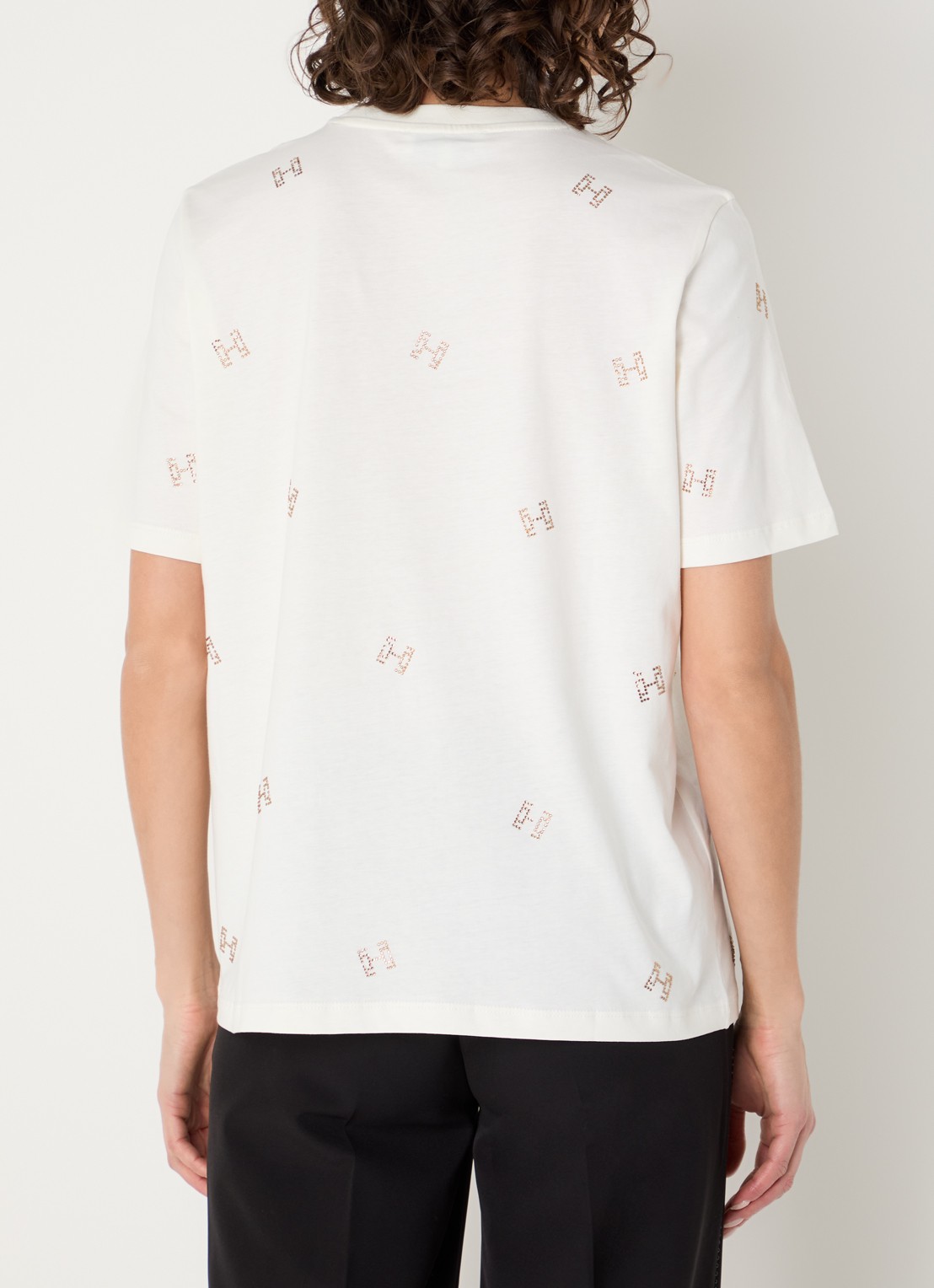 Fifth House Merve T-shirt met strass - achterkant 3 gebroken wit
