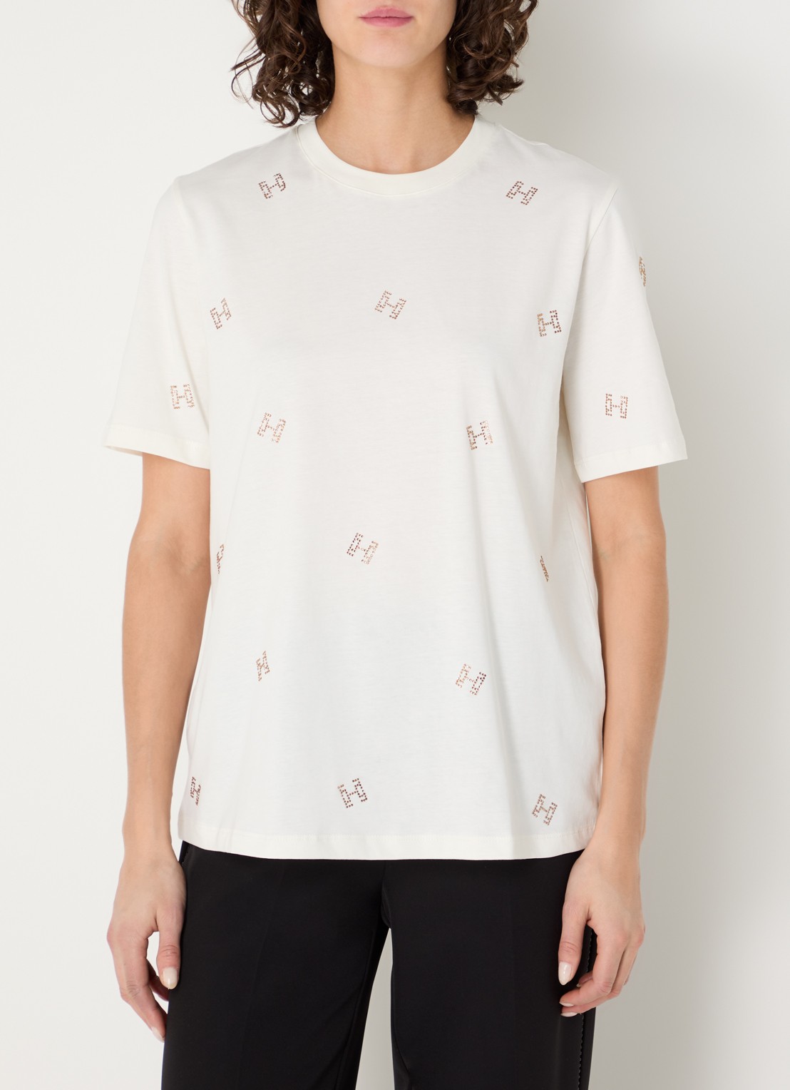 Fifth House Merve T-shirt met strass - detail 4 gebroken wit