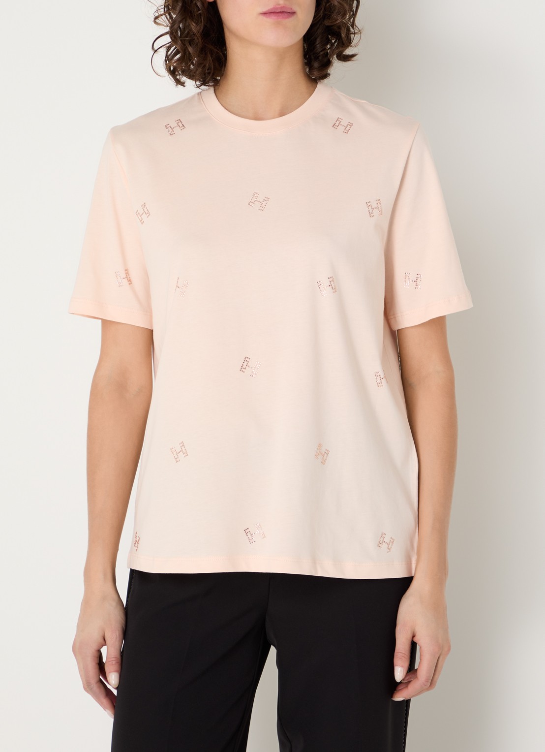 Fifth House Merve T-shirt met strass - detail 4 zalmroze