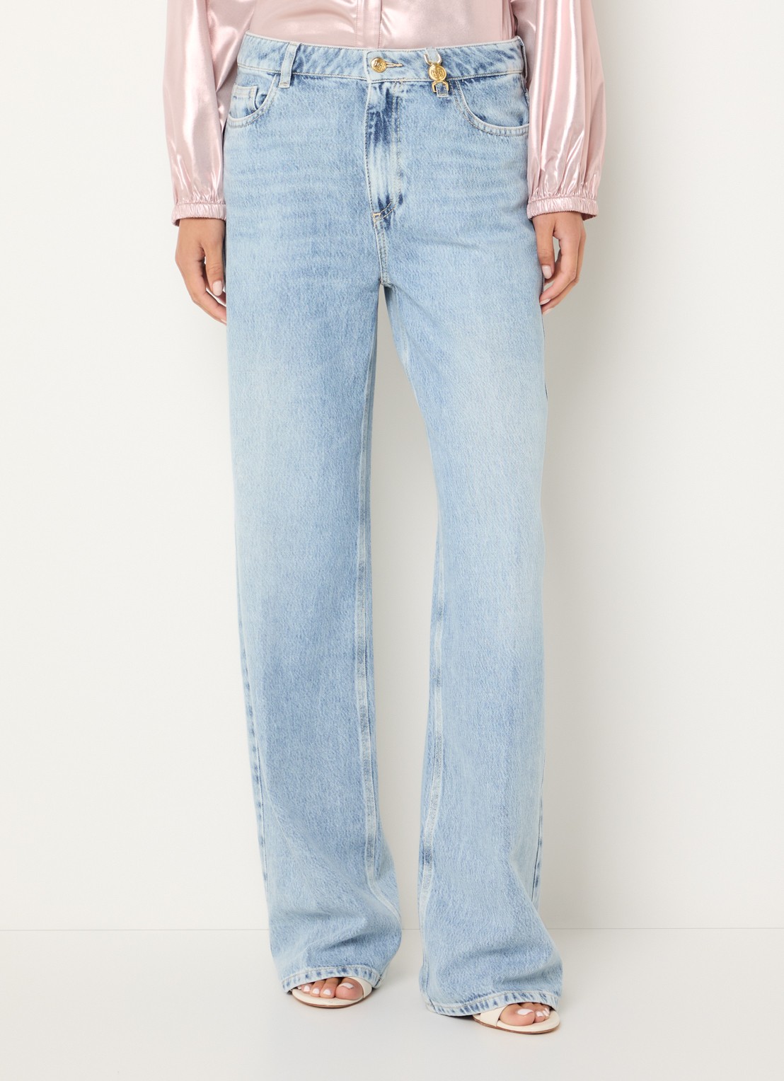 Fifth House Millie mid waist wide leg jeans met lichte wassing - detail 4 indigo