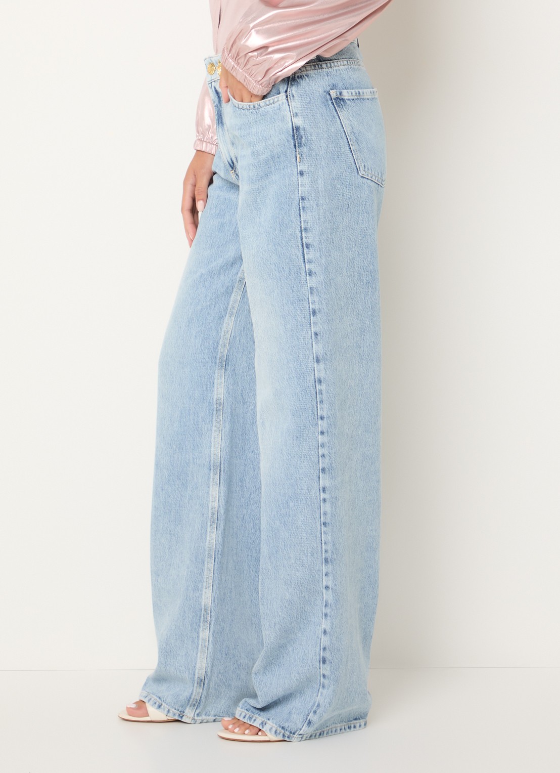 Fifth House Millie mid waist wide leg jeans met lichte wassing - detail 5 indigo