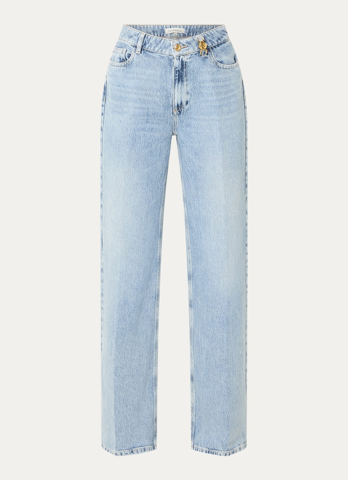 Fifth House Millie mid waist wide leg jeans met lichte wassing - voorkant 2 indigo
