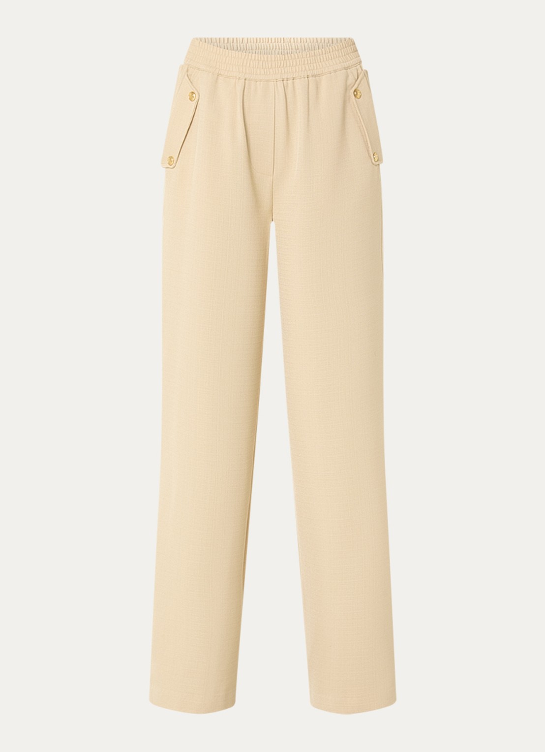 Fifth House Mina high waist loose fit pantalon met steekzakken - voorkant beige