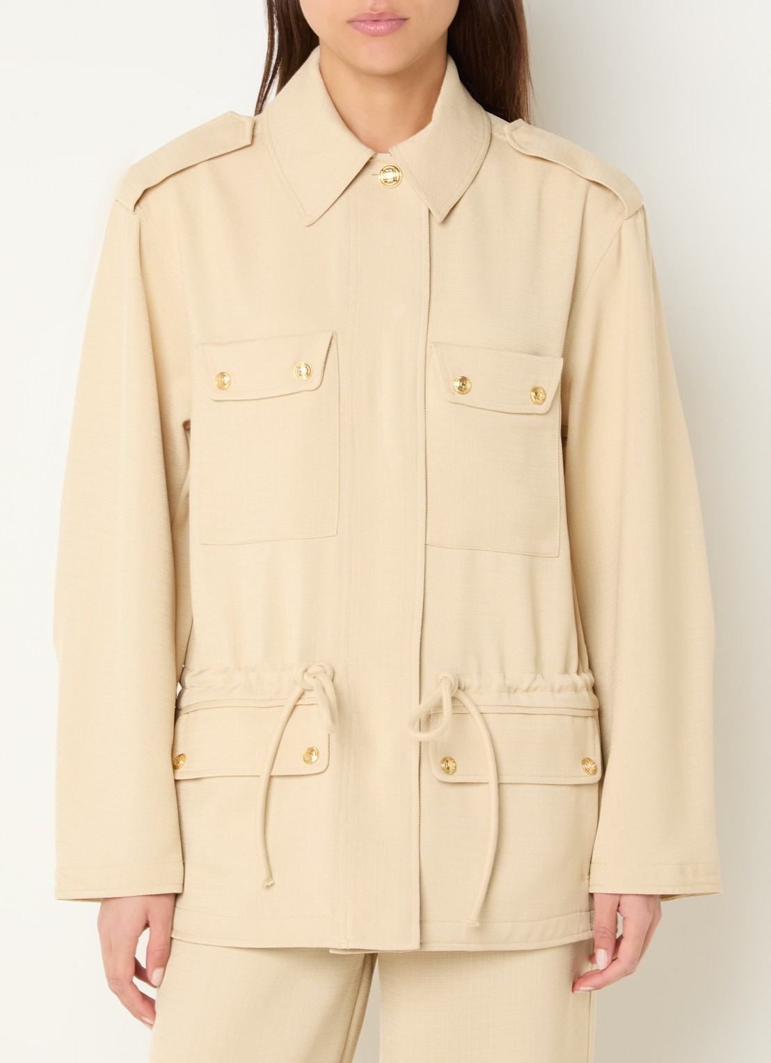 Fifth House Mina jack met klepzakken - detail 2 beige