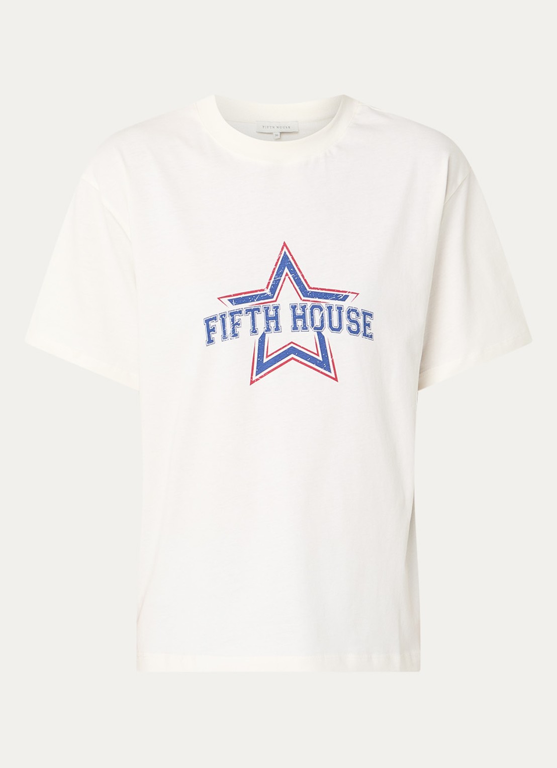 Fifth House Mindy T-shirt met logoprint - voorkant 2 gebroken wit