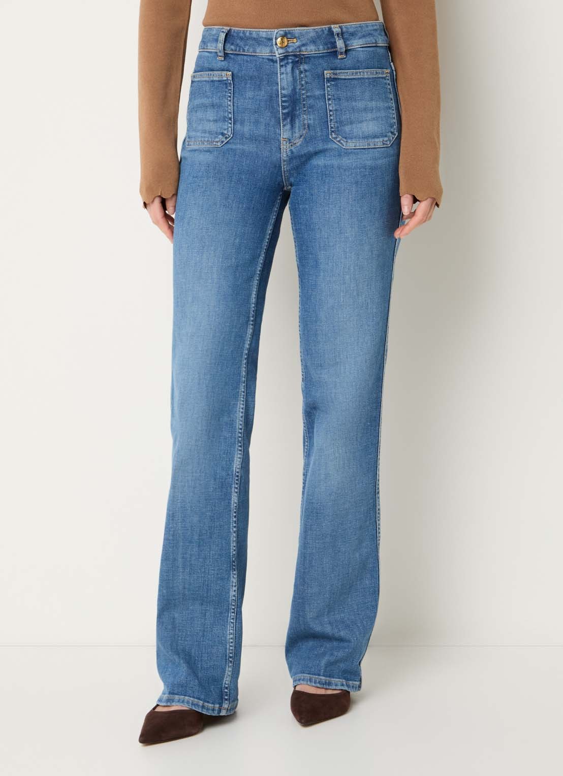 Fifth House Mollie high waist flared jeans met medium wassing - detail 2 indigo