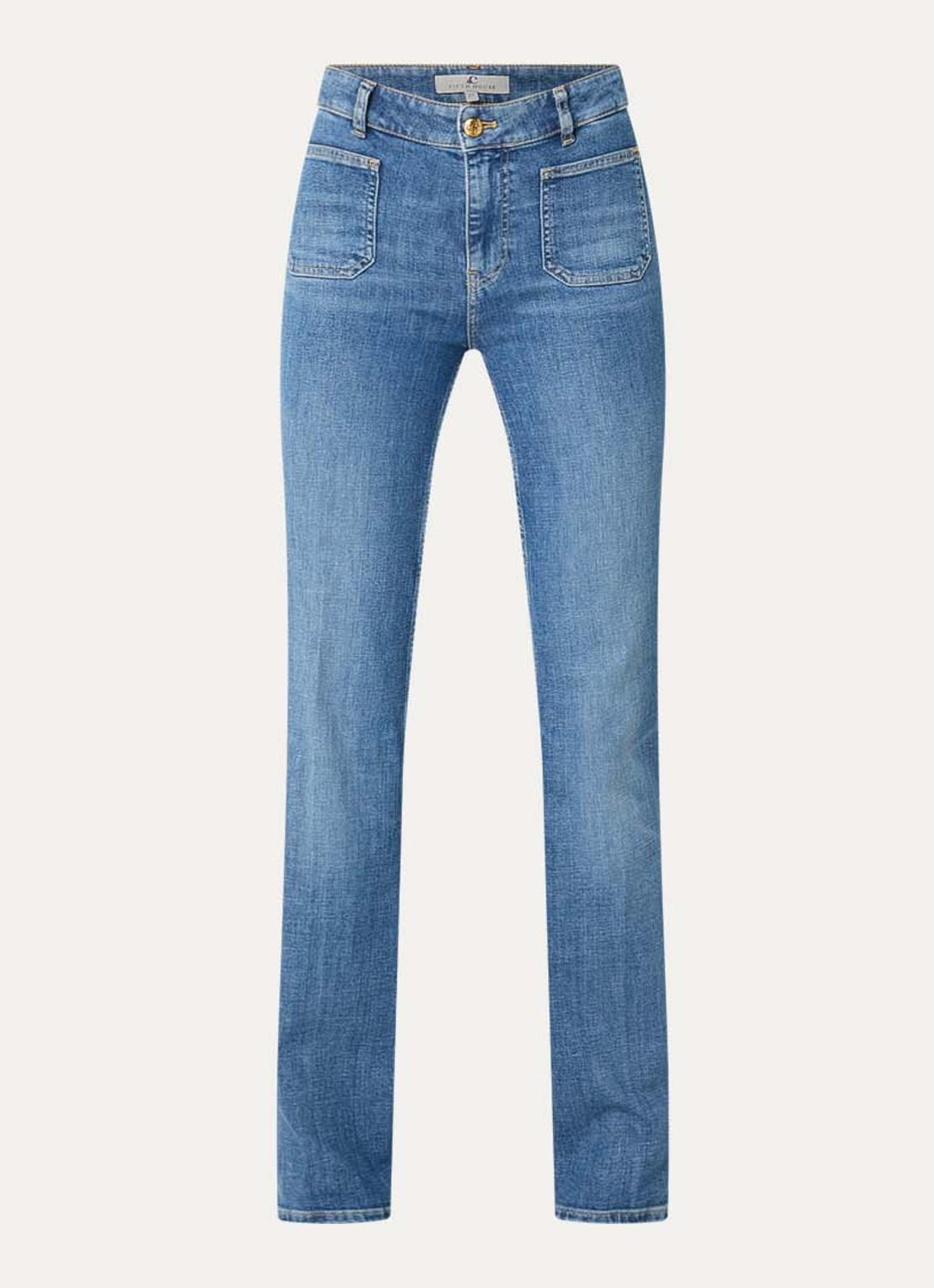 Fifth House Mollie high waist flared jeans met medium wassing - voorkant 3 indigo