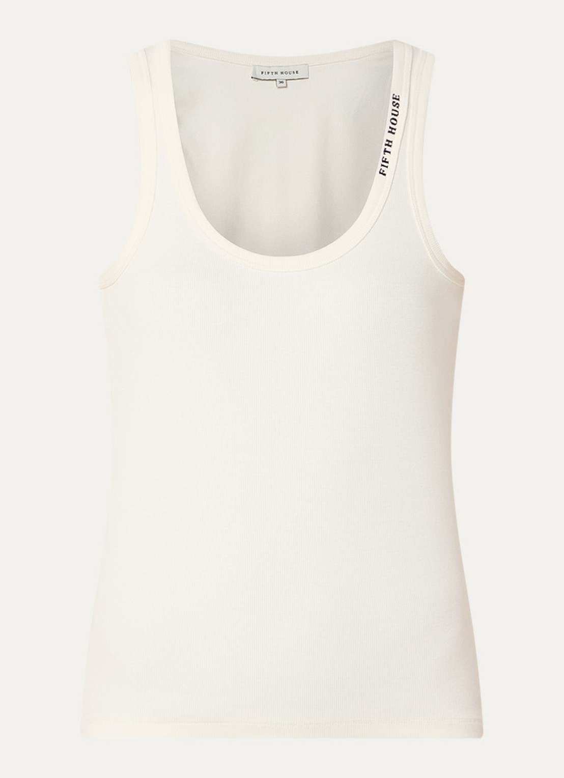 Fifth House Moss tanktop met ribstructuur - voorkant 2 gebroken wit