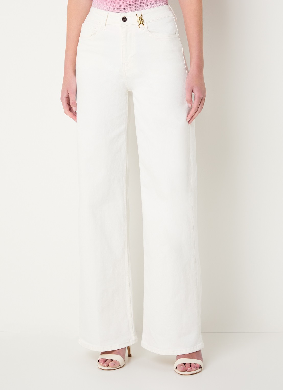Fifth House Myles high waist wide leg jeans met gekleurde wassing - detail 4 gebroken wit