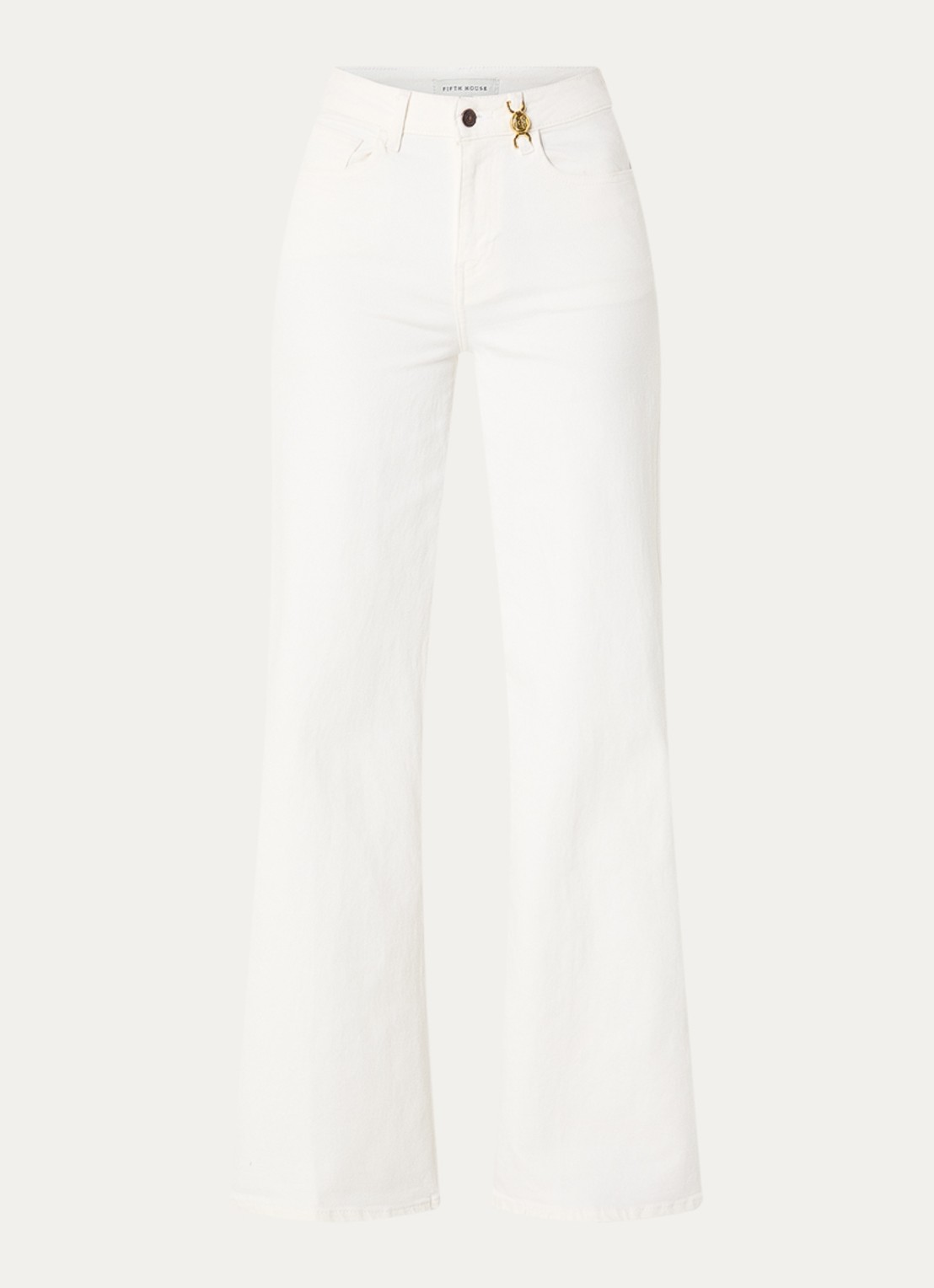 Fifth House Myles high waist wide leg jeans met gekleurde wassing - voorkant 2 gebroken wit