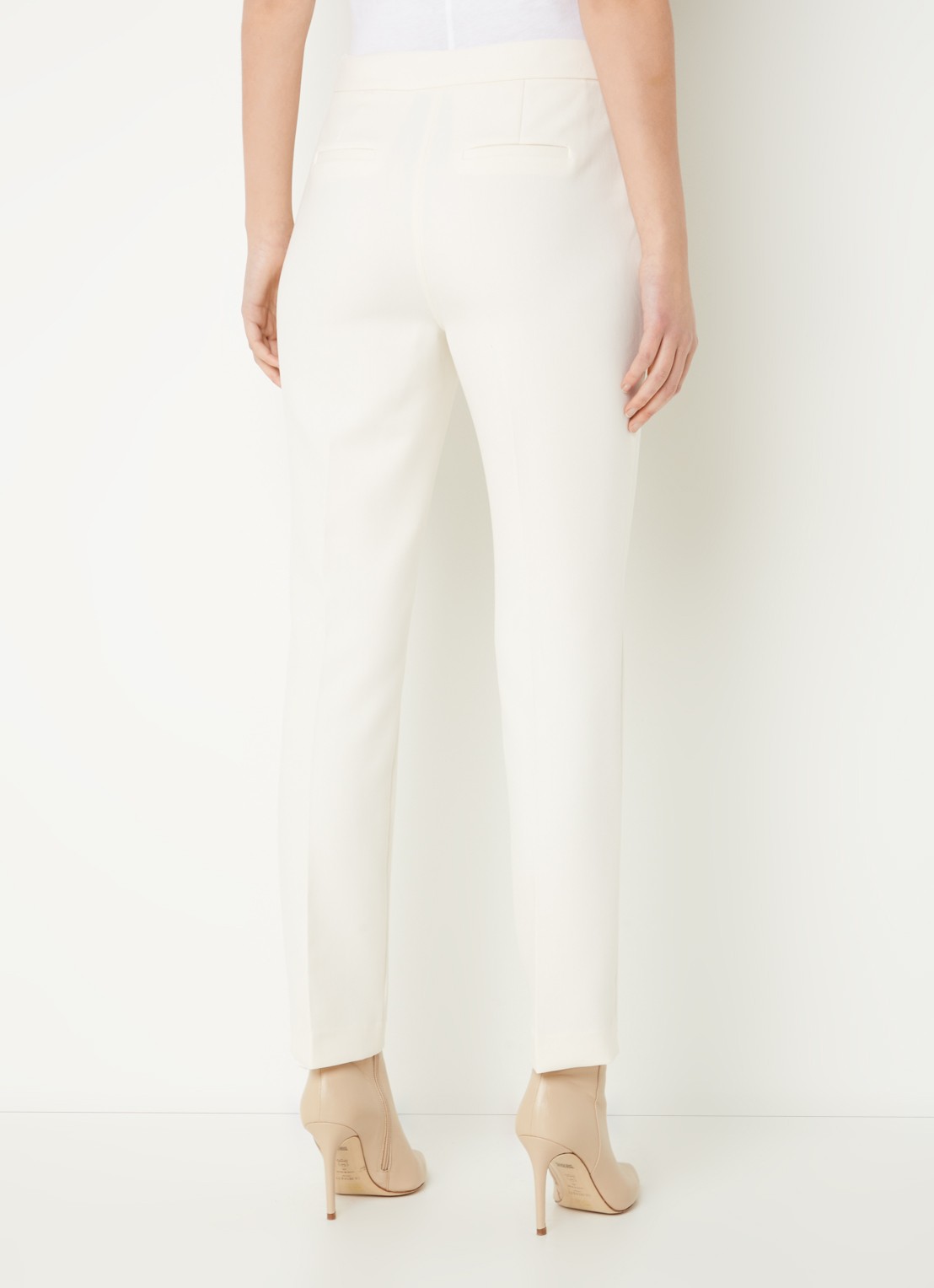 Fifth House Nato high waist slim fit cropped pantalon met steekzakken - achterkant gebroken wit