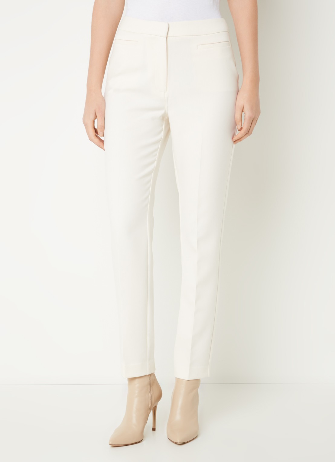 Fifth House Nato high waist slim fit cropped pantalon met steekzakken - detail 4 gebroken wit