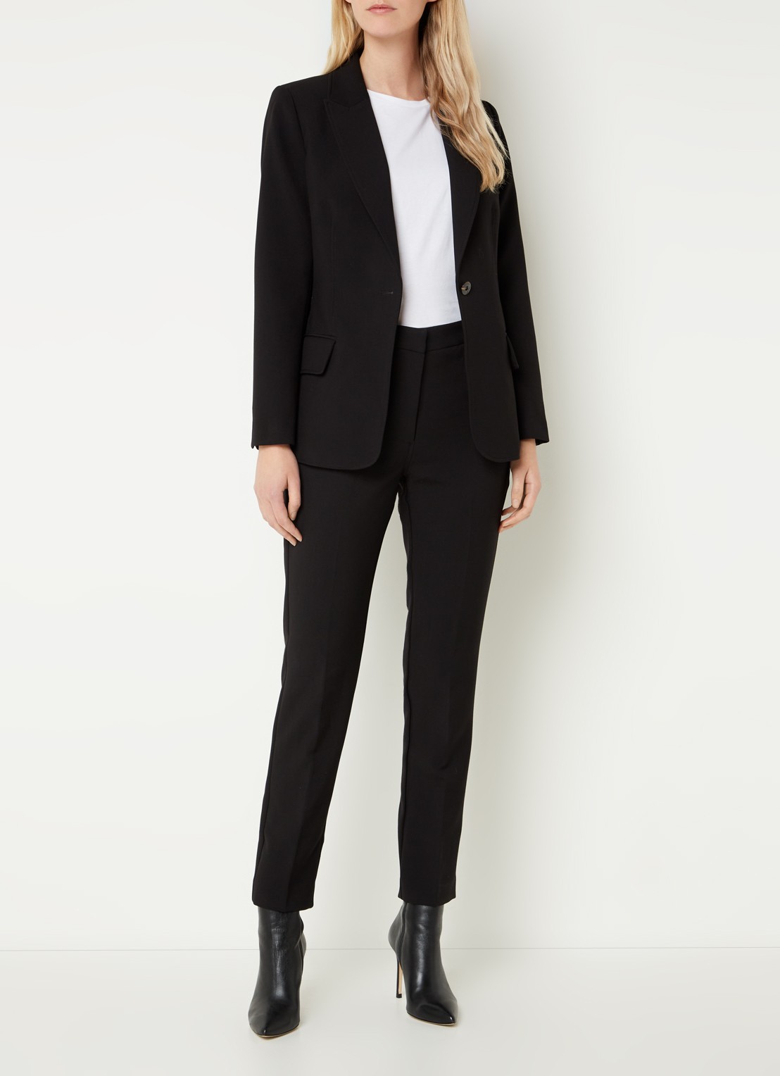 Fifth House Nato high waist slim fit cropped pantalon met steekzakken - voorkant 2 zwart