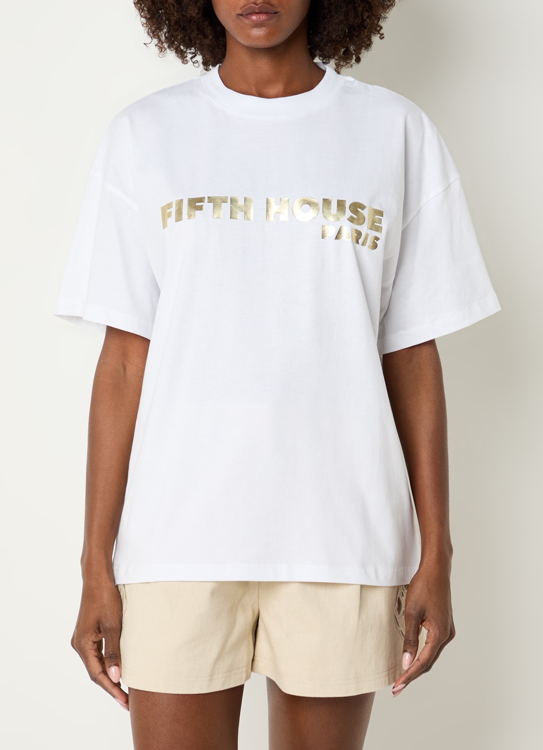 Fifth House Neena T-shirt met logo - detail 2 wit