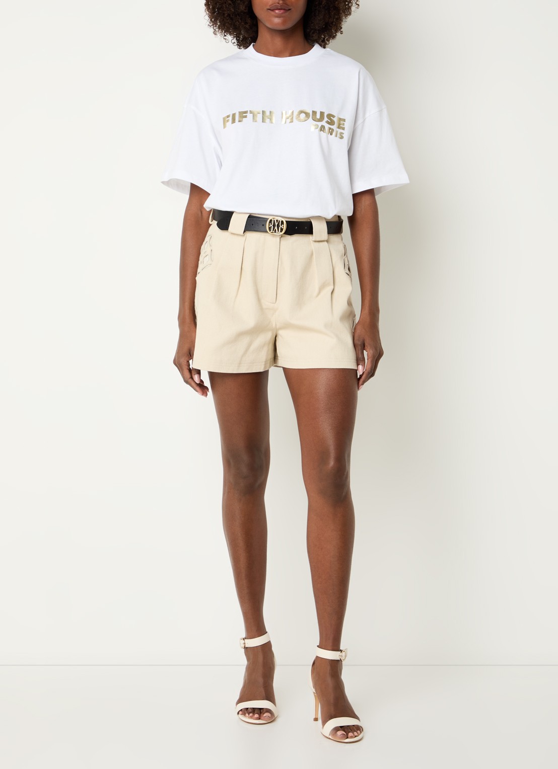 Fifth House Neena T-shirt met logo - voorkant 4 wit
