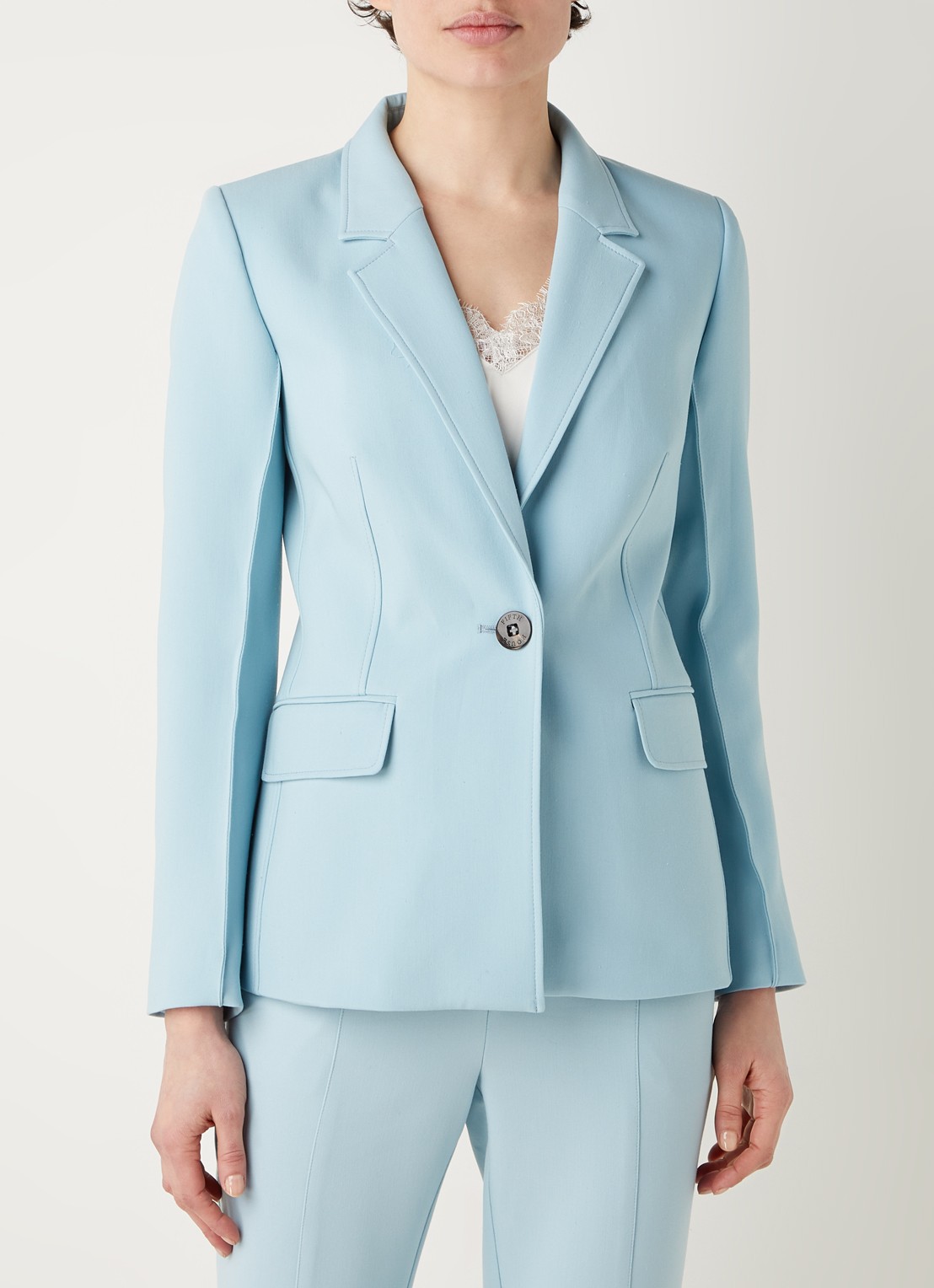 Fifth House Nenzo blazer met klepzakken - detail 3 lichtblauw