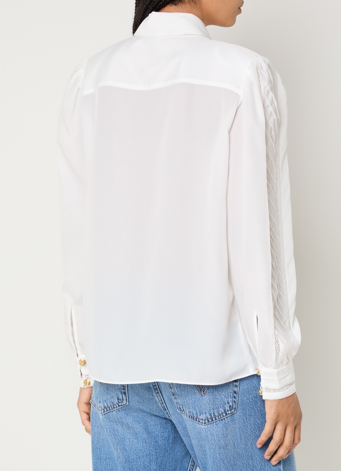 Fifth House Nicoll blouse met logoborduring - achterkant beige