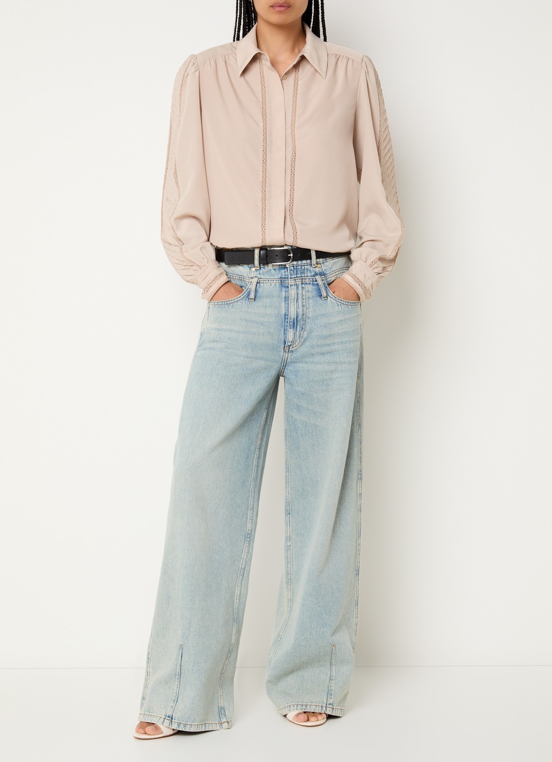 Fifth House Nicoll blouse met logoborduring - voorkant 3 wit