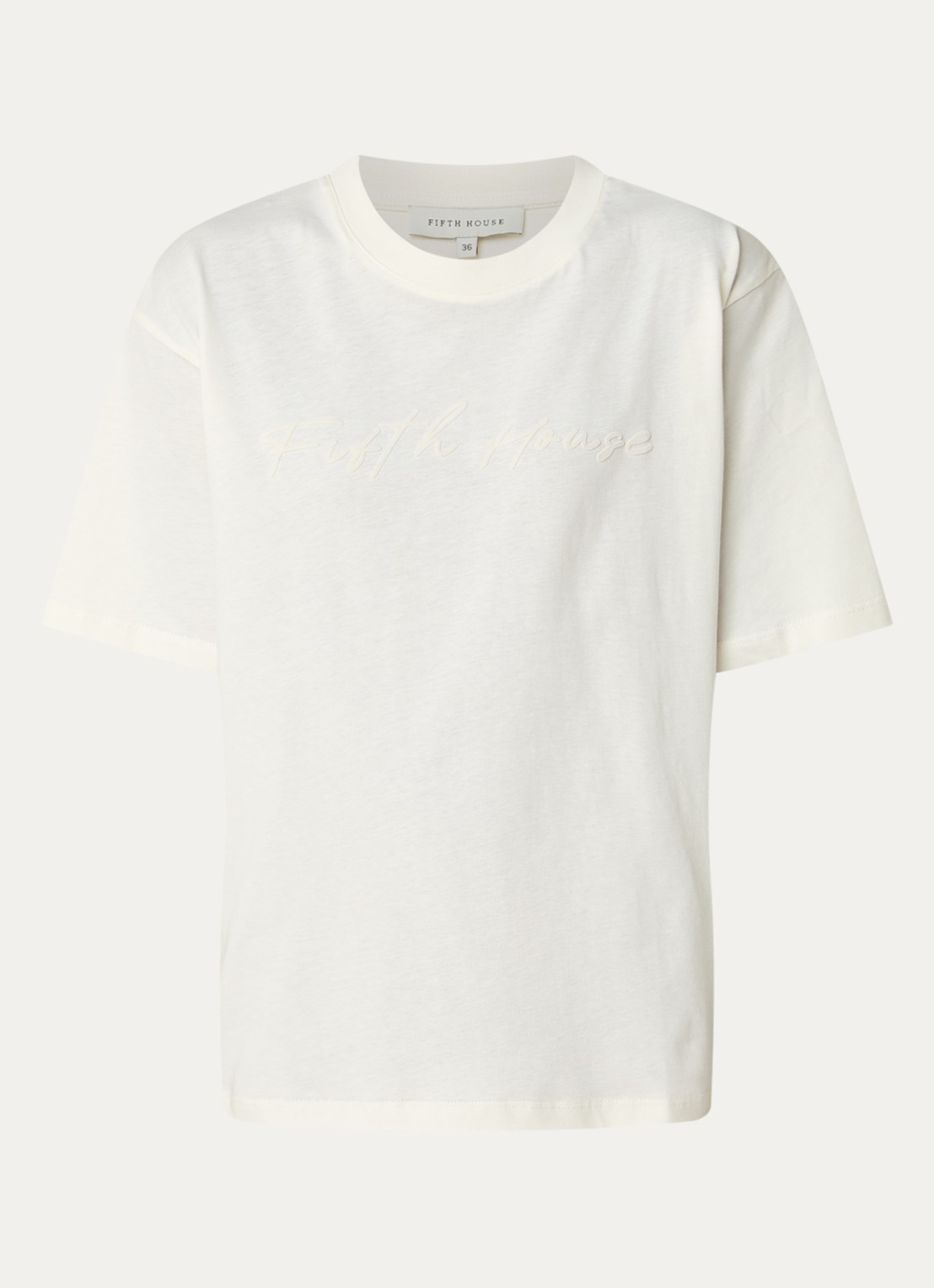 Fifth House Odilla T-shirt met flock logoprint - voorkant 2 wit