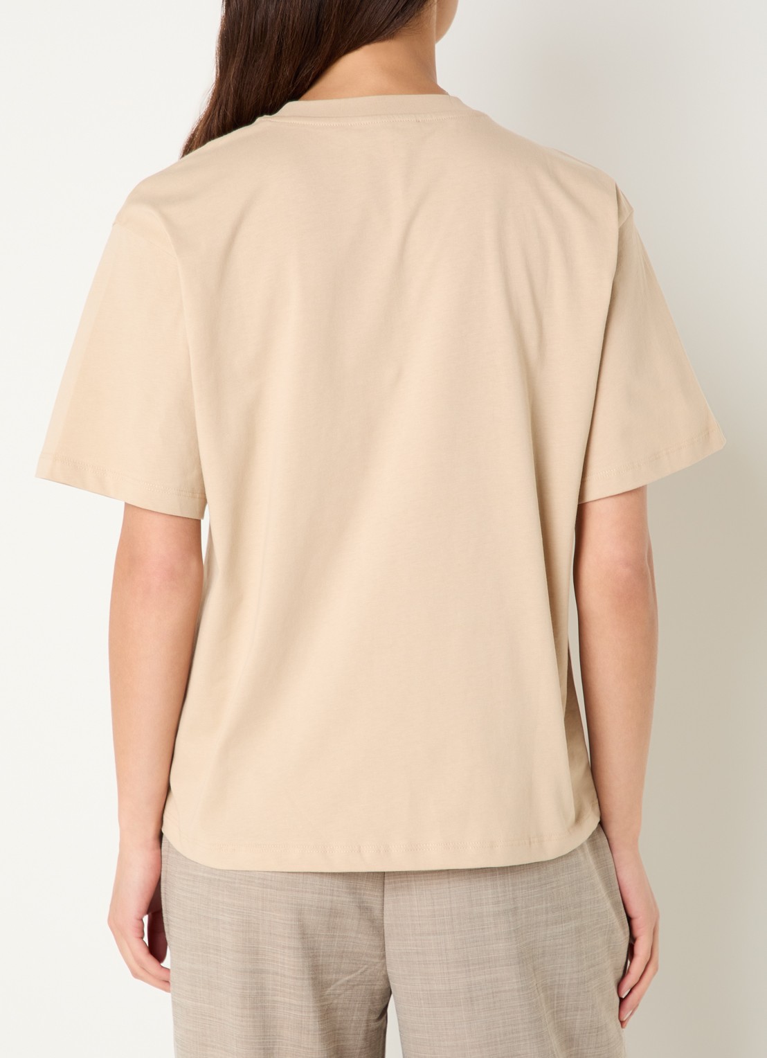 Fifth House Odilla T-shirt met flock logoprint - achterkant 3 beige