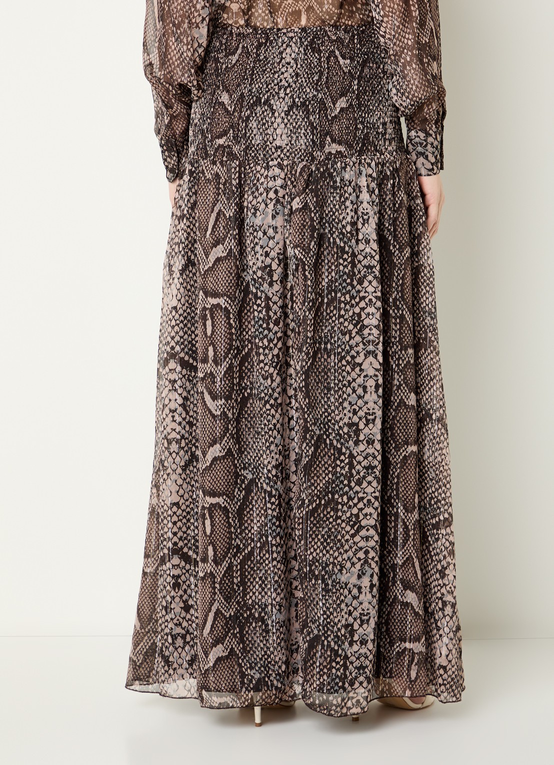 Fifth House Olicia maxi rok met print - achterkant bruin