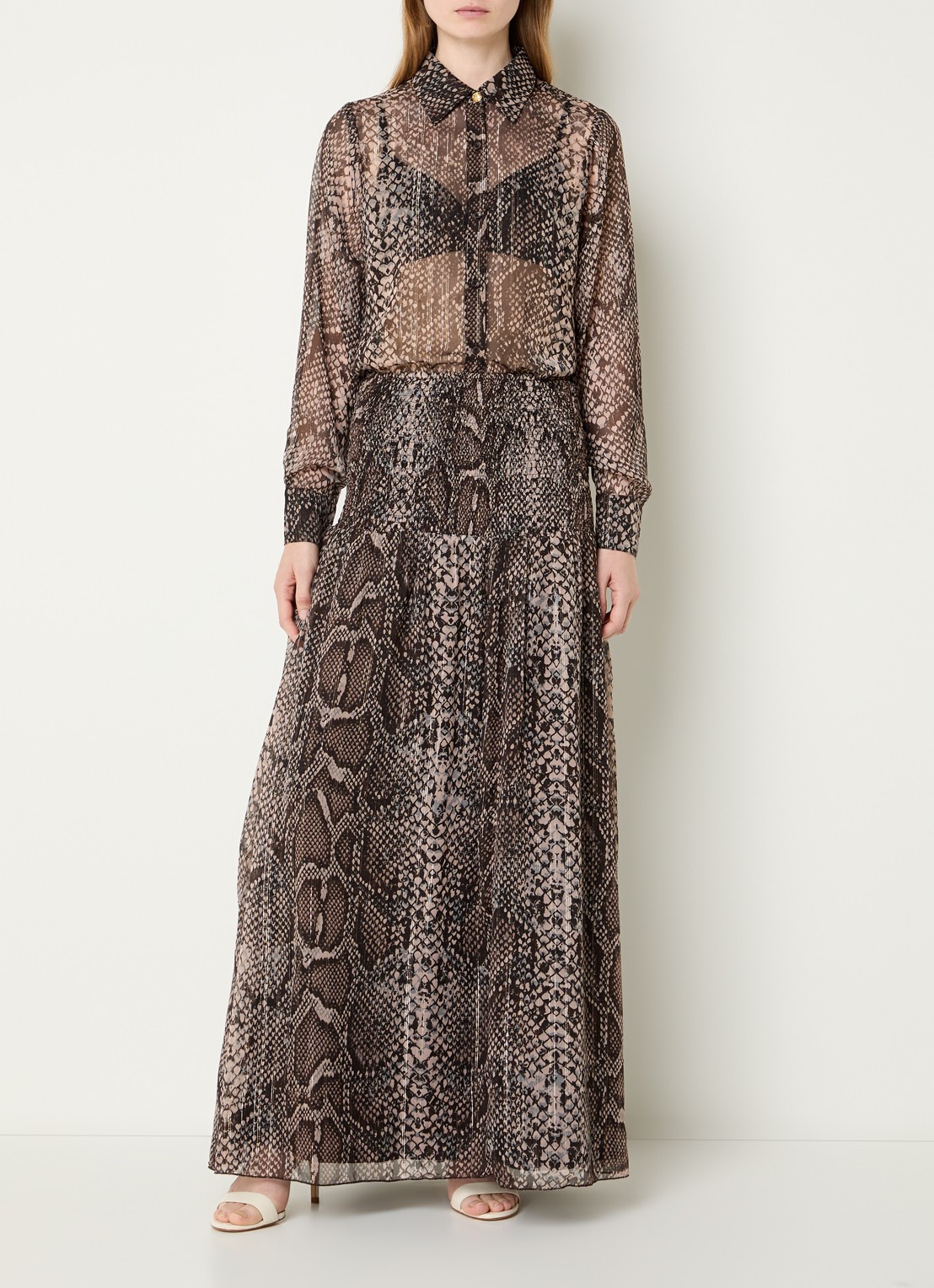 Fifth House Olicia maxi rok met print - voorkant 3 bruin