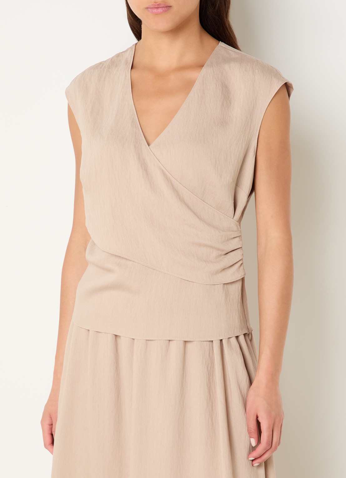 Fifth House Olli top met V-hals - detail beige